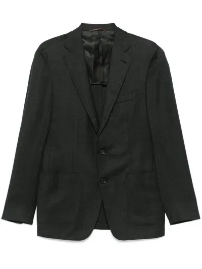 Canali Wool Blazer In Green