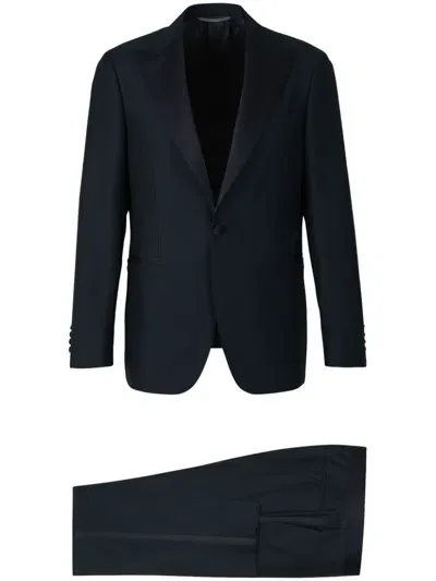 Canali Wool Single-breasted Suit In Black