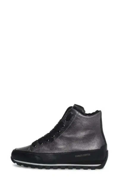 Candice Cooper Janis Genuine Shearling Sneaker In Metallic Black