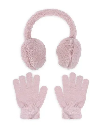 Capelli Girls' Faux Fur Earmuffs & Magic Gloves - Big Kid In Pink