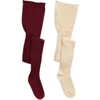 Capelli New York Kids' Assorted 2-pack Cotton Blend Tights In Burgundy