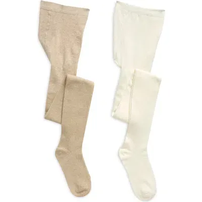 Capelli New York Kids' Assorted 2-pack Tights In Heather Oatmeal