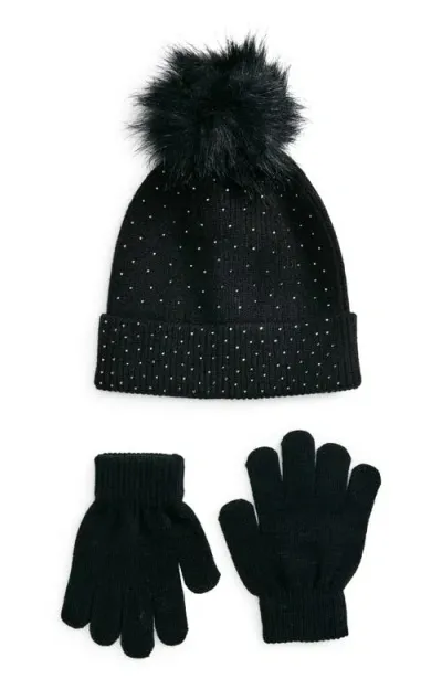 Capelli New York Kids' Hat & Gloves Set In Black