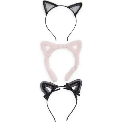 Capelli New York Kids' Kitty Ear 3-pack Assorted Headbands In Black Combo