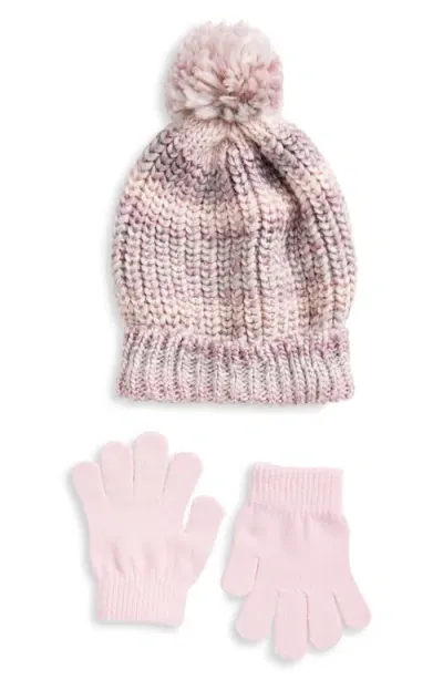 Capelli New York Kids' Pom Beanie & Gloves Set In Pink Combo