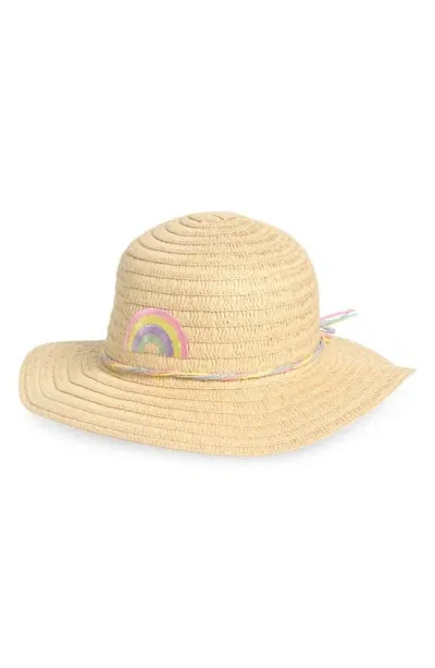 Capelli New York Kids' Rainbow Straw Hat In Beige Pale Multi