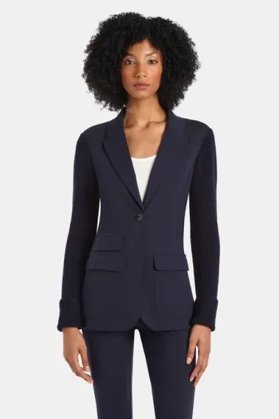 Capsule 121 Women's Lovell Peaked Rib-knit Blazer In Navy