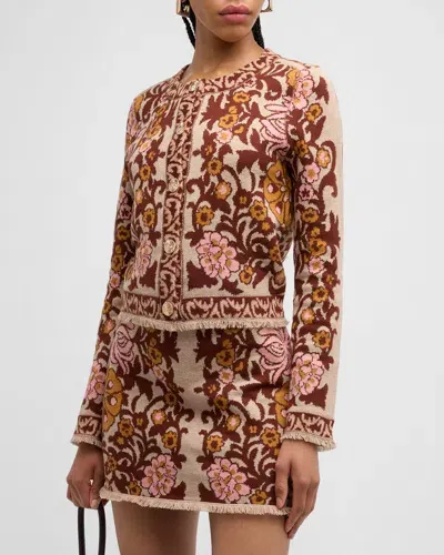 Cara Cara Livi Peacock Jacquard Wool-blend Jacket In Blush Bogata Scar