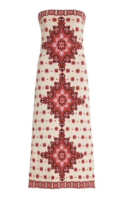 Cara Cara Rome Printed Crepe Midi Dress In Red