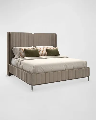 Caracole Continuum King Bed In Gray Taupe