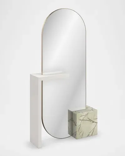 Caracole Monaco 77" Floor Mirror In Bronze, Almond Milk