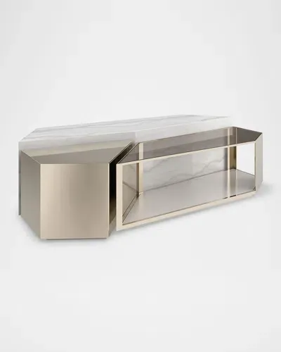 Caracole Refraction Cocktail Table In Smoked Bronze