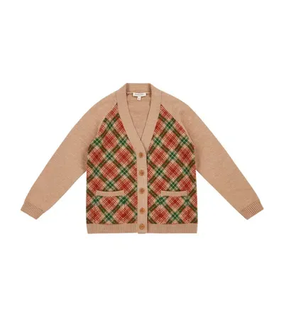 Caramel Kids' Merino Wool Bailey Cardigan In Brown