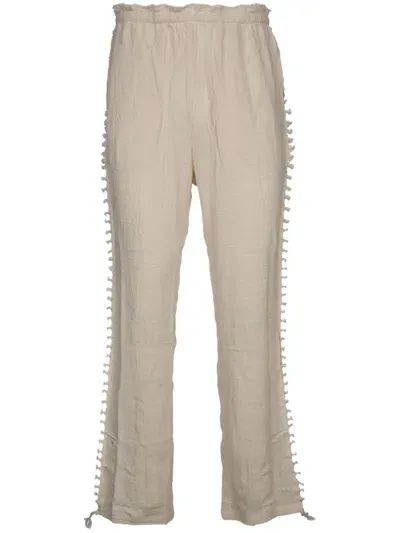 Caravana Distressed Straight-leg Trousers In White