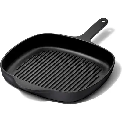 Caraway 10.5-inch Enameled Cast Iron Grill Pan In Black