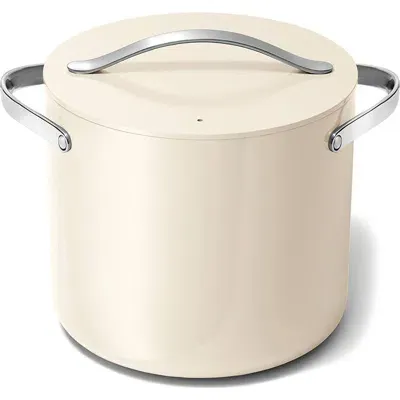 Caraway Nonstick Ceramic 12-quart Stockpot With Lid In Cream