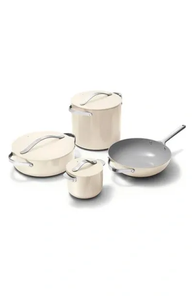 Caraway Nonstick Ceramic 7-piece Cookware Set With Lid Storage In Cream