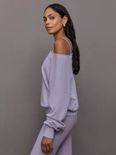 Carbon38 Off Shoulder Sweatshirt In French Terry In Lavender Grey