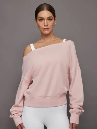 Carbon38 Off Shoulder Sweatshirt In French Terry In Lotus