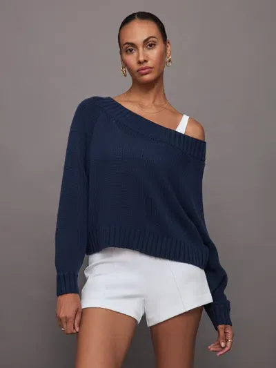 Carbon38 Slouchy Knit Sweater In Navy