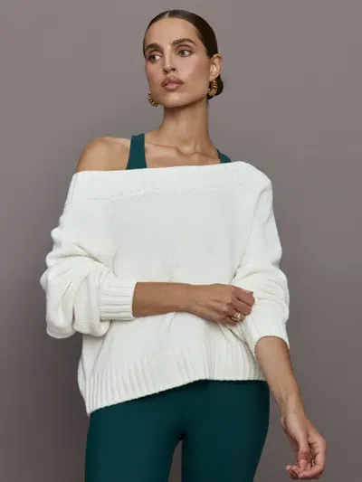 Carbon38 Wool Blend Slouchy Knit Sweater In Off White