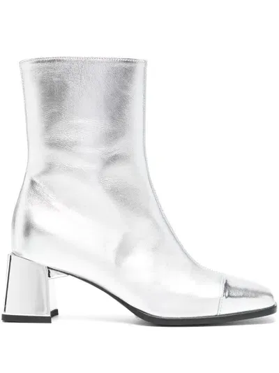 Carel Paris Leather Odeon Ankle Boots 55 In Silver