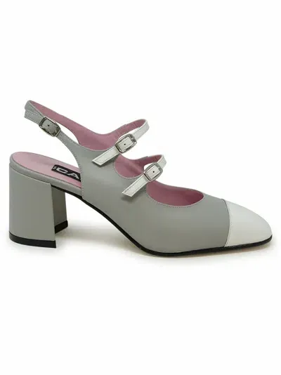 Carel Paris Grey And White Leather Ballet Pumps