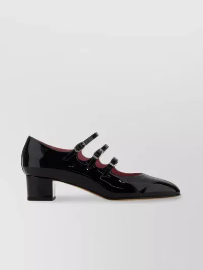 Carel Paris Leather Kina Pumps Block Heel In Black