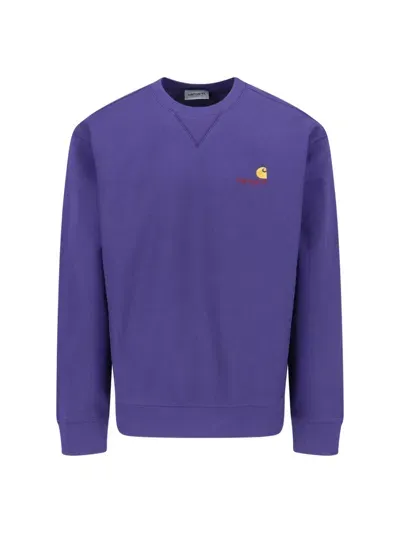 Carhartt 'american Script Sweat' Crew Neck Sweatshirt In Purple