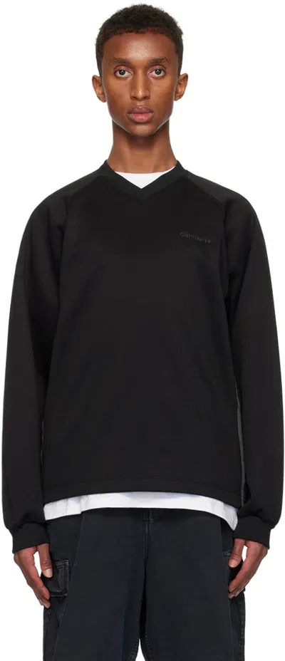 Carhartt Black Bolan V-neck Sweatshirt In 2f1xx Black / Graphi