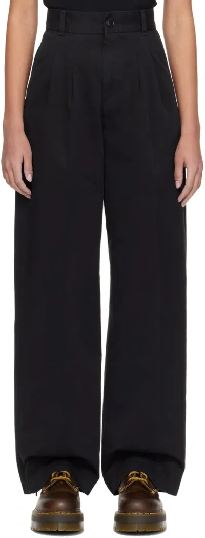 Carhartt Black Leola Trousers In Black Stone Washed