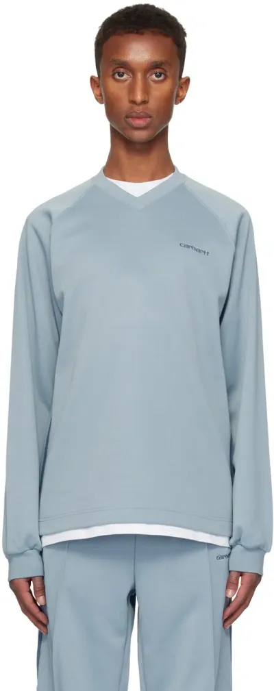 Carhartt Blue Bolan V-neck Sweatshirt In 2jnxx Dusty Ice / Po