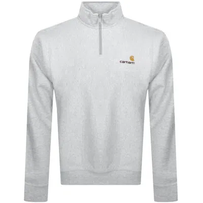 Carhartt Half Zip Script Logo Sweatshirt Grey In Gray