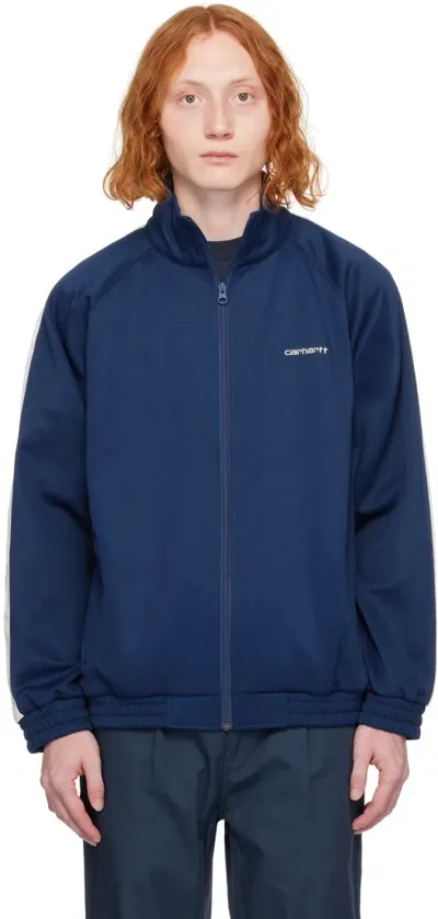 Carhartt Navy Benchill Track Jacket In 26l Elder / Wax