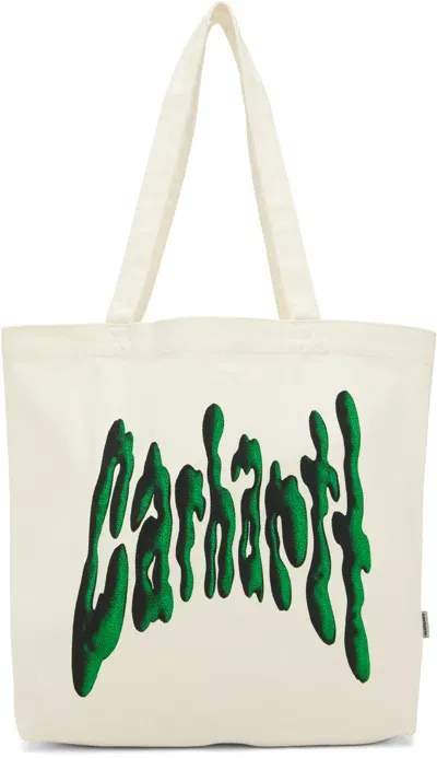 Carhartt Off-white Canvas Graphic Tote In 2k6xx Goo Print, Mul