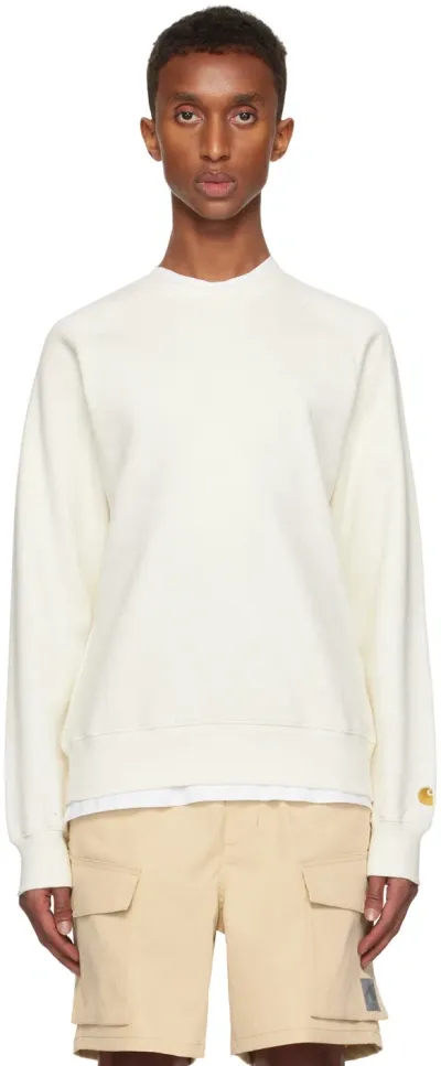 Carhartt Off-white Chase Sweatshirt In 0shxx Wax / Gold