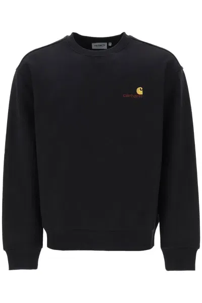 Carhartt Wip American Script Crewneck Sweatshirt In Black