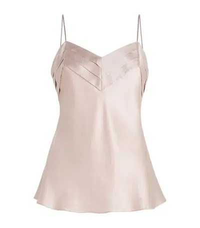 Carine Gilson Pleated Silk Camisole In Pink