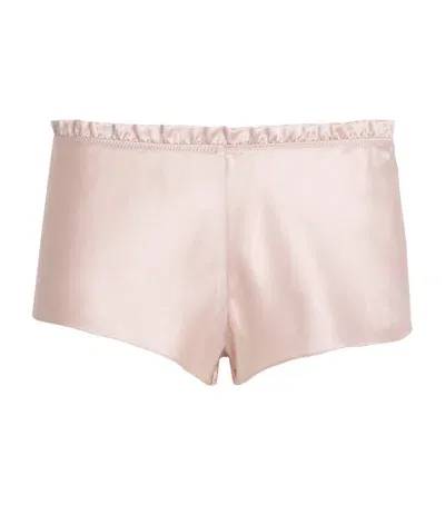 Carine Gilson Silk Pleated Shorts In Pink