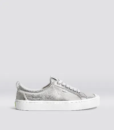 Cariuma Oca Low Metallic Silver Leather Sneaker Men