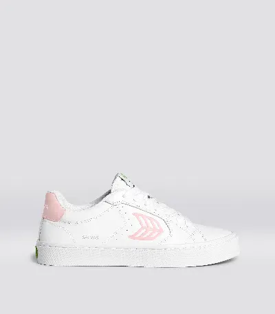 Cariuma Salvas White Leather Rose Logo Sneaker Women In White/rose