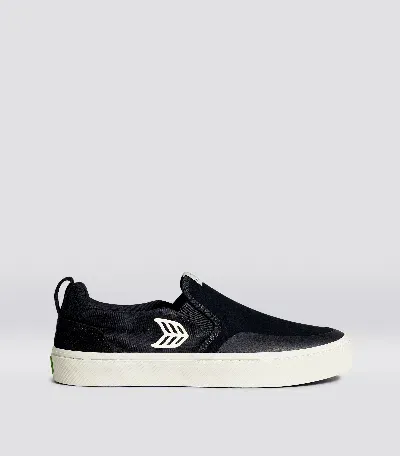 Cariuma Slip-on Pro Black Suede And Canvas Ivory Logo Sneaker Men In Black/ivory