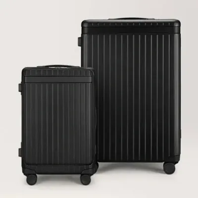 Carl Friedrik Check-in And Carry-on Luggage Set - Polycarbonate And Aluminium - Black In Black / Black