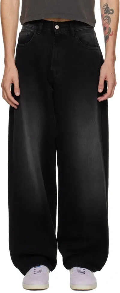 Carne Bollente Black Embroidered Jeans In Black Denim