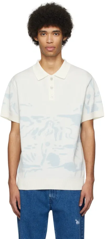 Carne Bollente Off-white & Blue Venus Of Virgo Polo In Cream