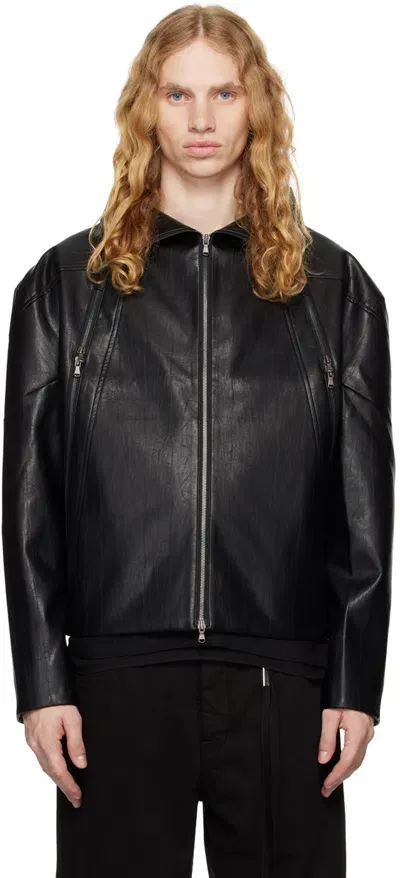 Carnet-archive Black Nail Faux Leather Jacket