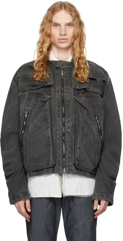 Carnet-archive Gray Mass Denim Jacket In Dirty Dark Grey