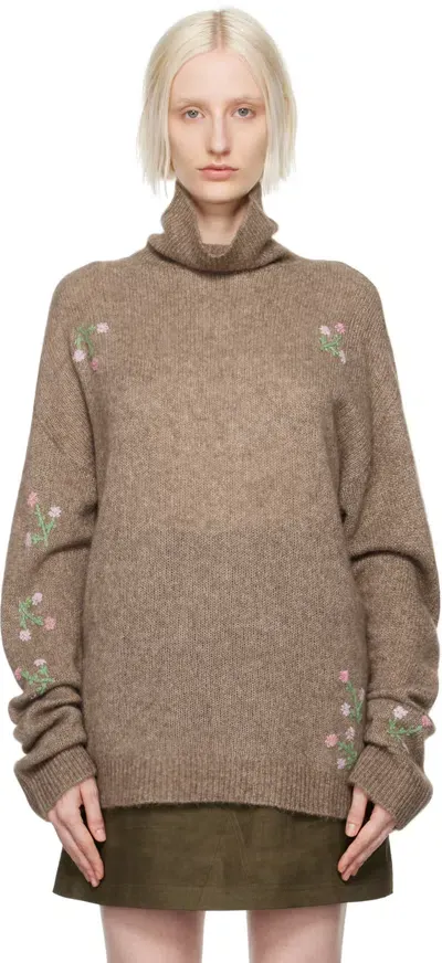 Caro Editions Brown Agnes Roll Neck Sweater In Mushroom