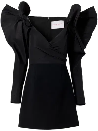 Carolina Herrera Bow-detail Wrap Mini Dress In Black