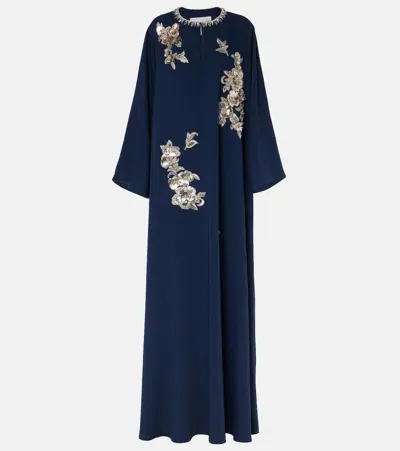 Carolina Herrera Embellished Crepe Gown In Blue